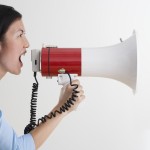 Woman Shouting with Bullhorn